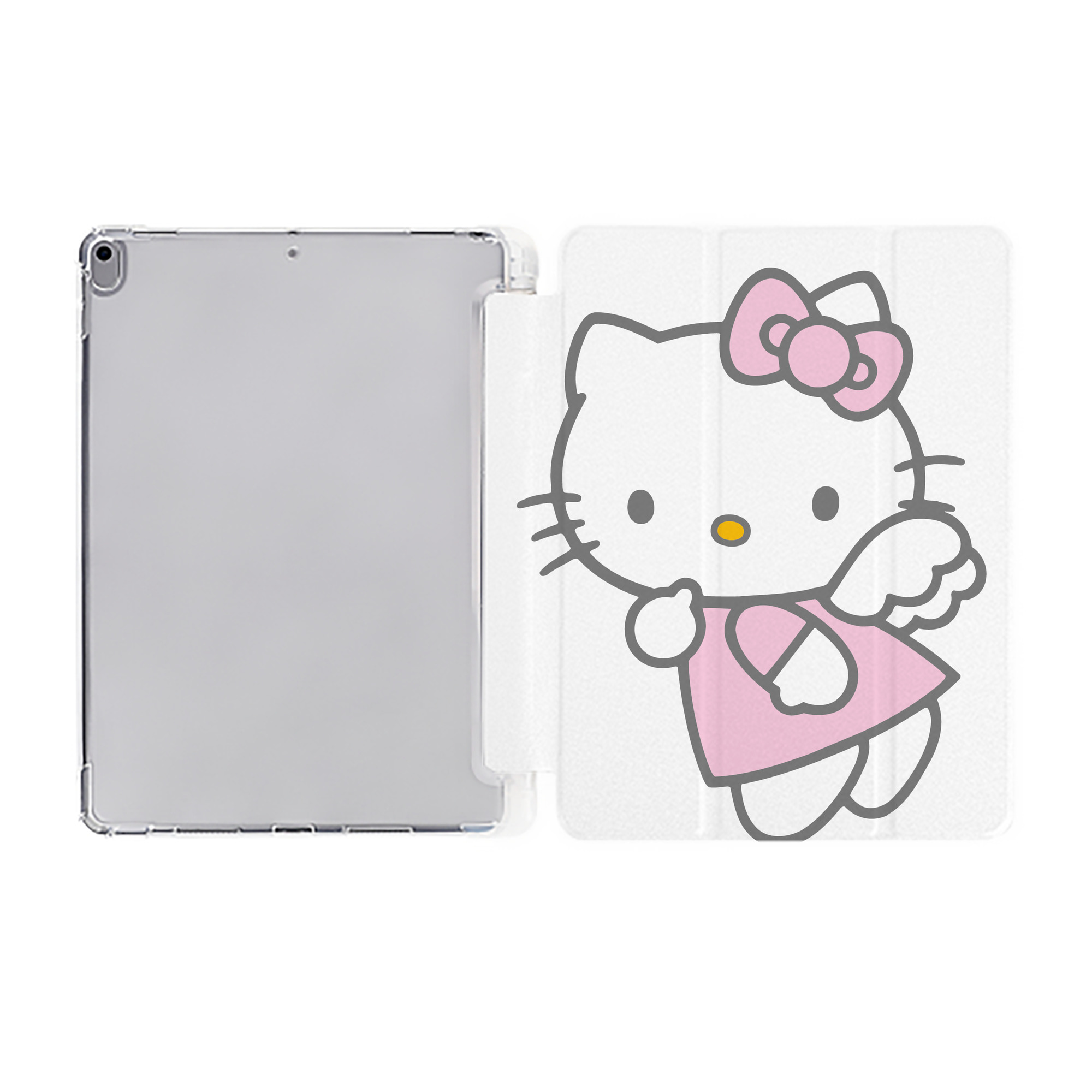（画像用） Hello Kitty ハローキティ IPad ケース ペン収納付き 三つ折りスタンド PUレザー×シリコン 対応機種9.5/10.5/10.9インチ